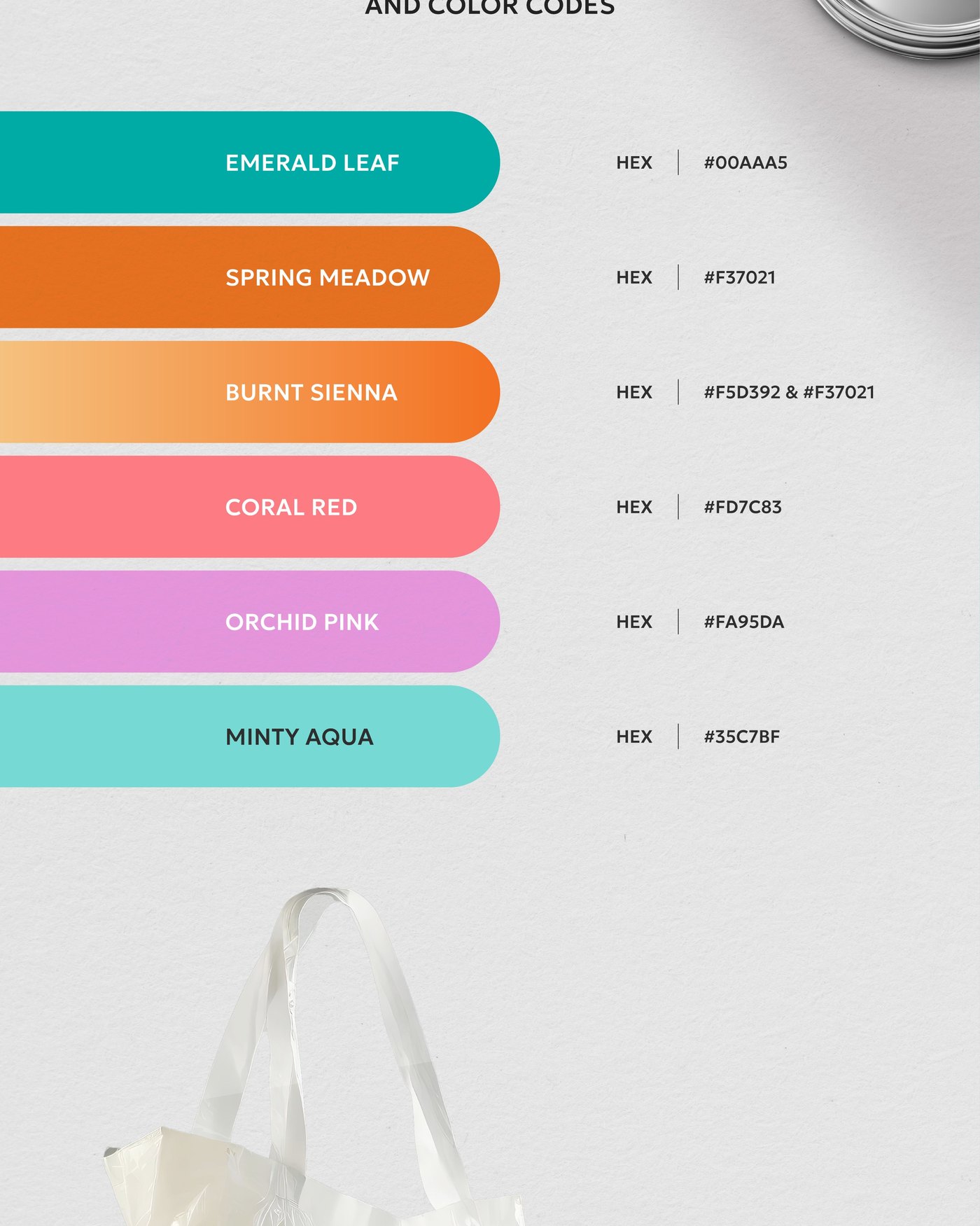 Color palette and HEX codes