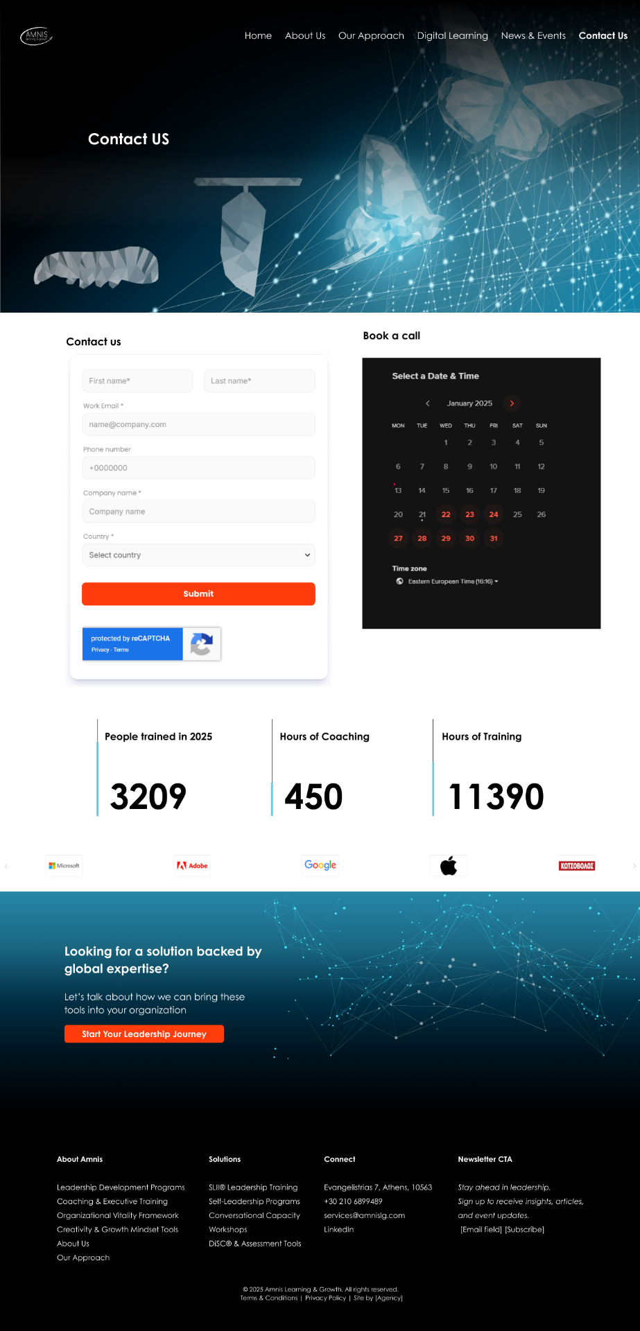 Amnis Contact page